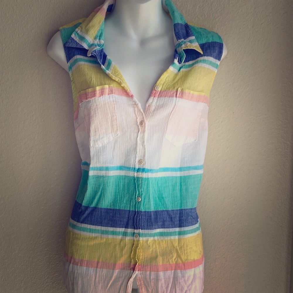 Merona Button down sleeveless top size large